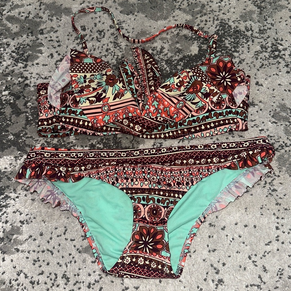 Radio Fiji floral strapless two piece bikini